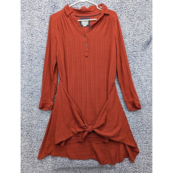 Anthropologie Maeve Bloomsbury Tie Dress Size 8 Boho Rayon Lined Burnt Orange - Picture 1 of 12